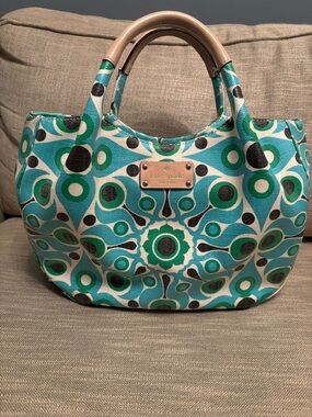 kate spade New York Green & Teal Patterned Tote Bag Y2K